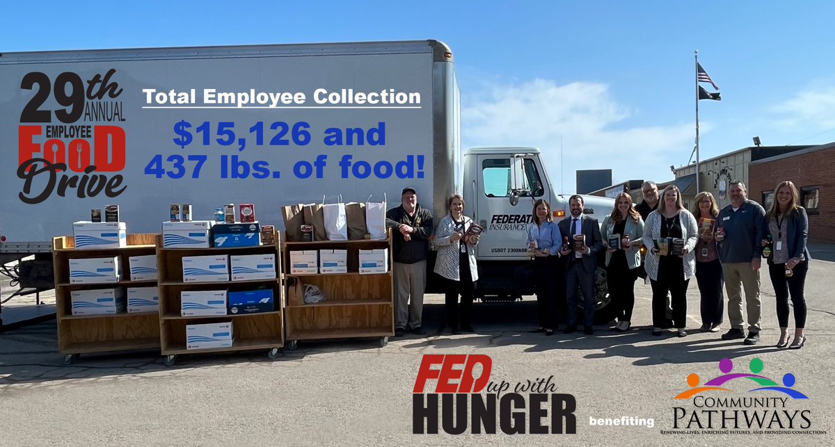 Another exciting post! @federatedins employees crushed it in their 29th Annual 'Fed Up With Hunger' drive supporting our March @MNFoodShare campaign.

The employees donated over $15k along with 437lbs of food. Nothing short of  Amazing!

#partnership
#grateful