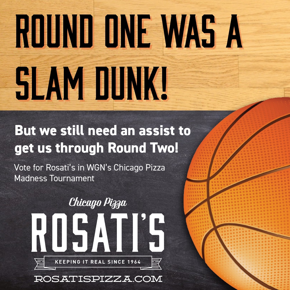 🏀 Round One was a SLAM DUNK! But we still need an assist to get us through Round Two from you our Rosati's Pizza fans! VOTE for Rosati's in WGN's Chicago Pizza Madness Tournament via the link here: wgnradio.com/chicagos-very-…

🏀