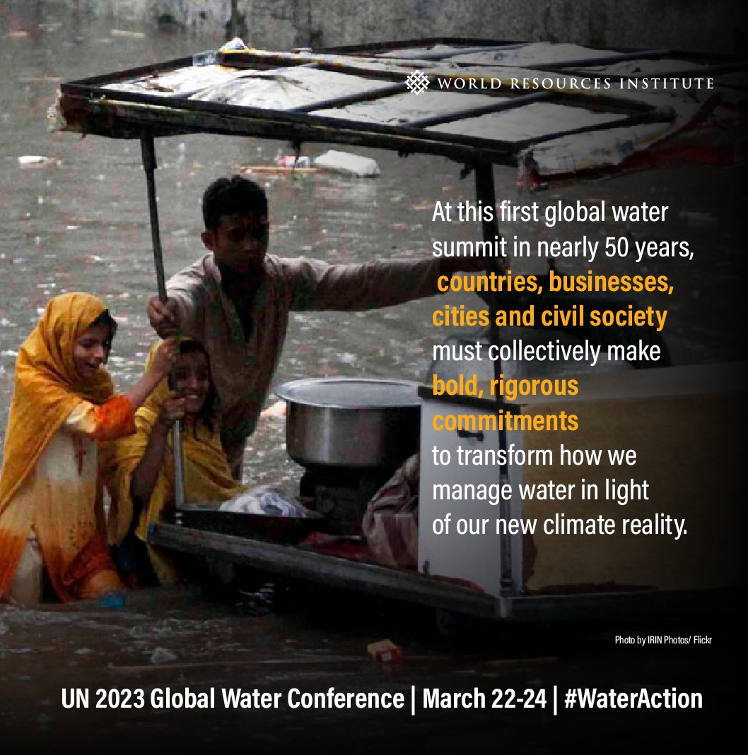 WRIAdaptation's tweet photo. The #UN2023WaterConference is a major moment for #WaterAction. @WHO estimates 2.2B people lack access to safe drinking water and 25% of people live in countries facing high water stress, according to @WRIAqueduct. 

Countries, businesses, &amp; NGOs must step up through action now. https://t.co/8kSJxYKlk7