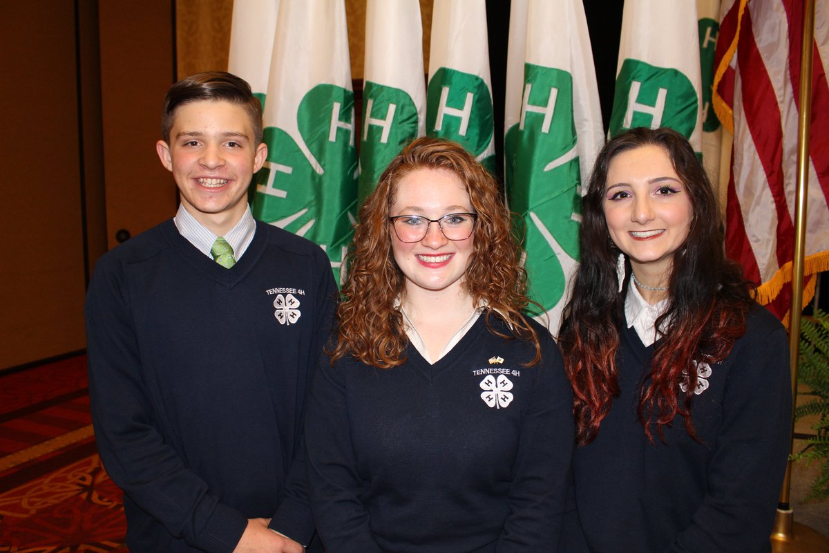 TNFarmBureau's tweet photo. Congratulations to the new Tennessee 4-H Officers who were elected today! MaeLee Williamson was elected as the new 4-H Governor. Alex Snodgrass was elected as 4-H Speaker of The House &amp; Grace Huff was elected as Speaker of The Senate. https://t.co/gClXPM2Ax6