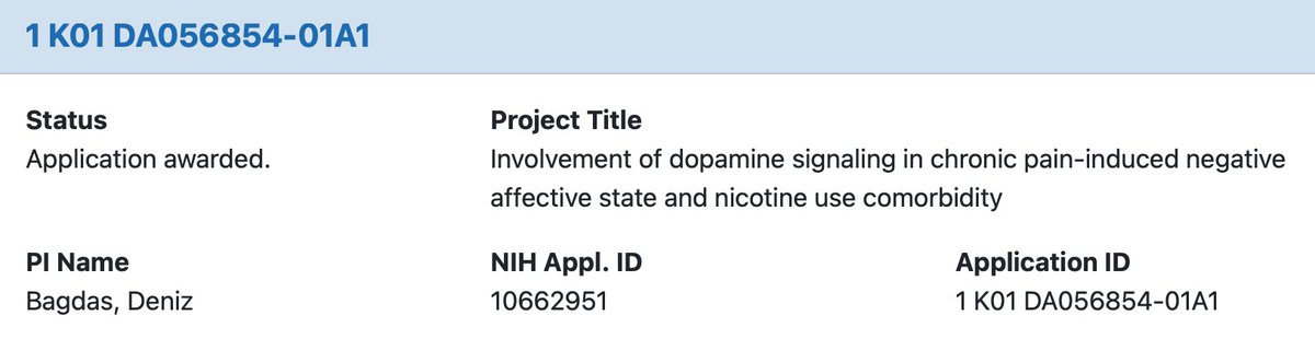 Big day! I've received my FIRST #NIH grant. Grateful for the support and excited to make progress in the field of #pain and #addiction. I am thankful for the invaluable support and guidance provided by my exceptional mentors, colleagues, and family throughout my journey #science
