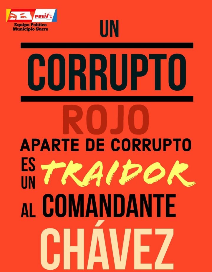 🚩El corrupto nos es Revolucionario!🚩
#MaduroGolpeaALosCorruptos
@abgmarcano @aivlisrios54 @AlcidesR11 @Alesan_Bar @SoyYuditha @Yanir3P @yady171 @yady201 @Anaconda625 @yaja68882 @Perla0256 @Briggittems1 @BrayanQ02 @Glediz4 @leileitesora @LeyvaThaisRuiz @chande5035 @kb_ql22 💪🏻🇻🇪