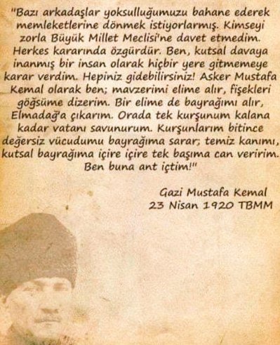 #AstsubaylaraMüjdeVerin
Sayın Canlı Yayın Yapan Modaratör;
Astsubay Tazminatlarını Baltalamak İsteyen, Astsubayları Tweterda engellemeye Çalışanlara M.Kemal Atatürkün Tarihi Konuşması ile cebap vermek istiyorum.
Temada Tazminatları almaya inanan arkadaşlar bu Tweti çok beğenecek.