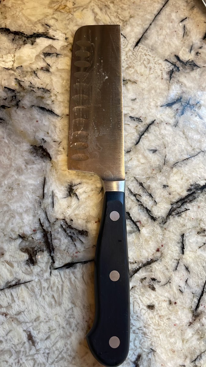 dpjejj's tweet image. The knife that got me last week.  I diced the onion and all fingers are undamaged.
#tthd #randomtots