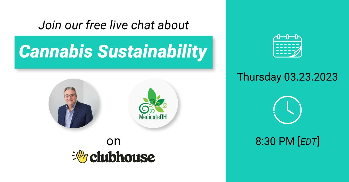 GCACNA's tweet photo. Join clearESG's Steve Peterson and MedicateOH Gabby Dion as we discuss #sustainability in #cannabis on @clubhouse https://t.co/Ib8c3ZY8tO Thurs at 8:30PM EDT 
@clearESG1 @Efixii @MedicateOh https://t.co/13x97Pw3Y6