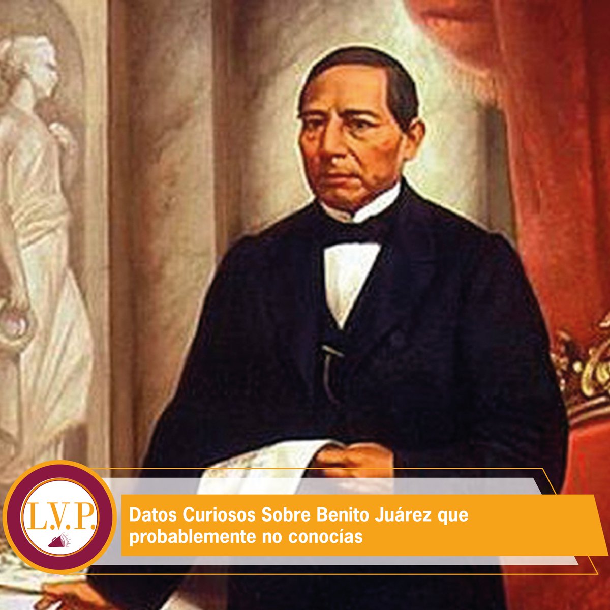 LVPNoticiasmx's tweet photo. Datos Curiosos Sobre Benito Juárez que probablemente no conocías
🚨📰➡️ https://t.co/EtdyPQff6W
#LVPNoticias #Noticias #ULTIMAHORA #datoscuriosos #BenitoJuarez https://t.co/PHVliQvJwH
