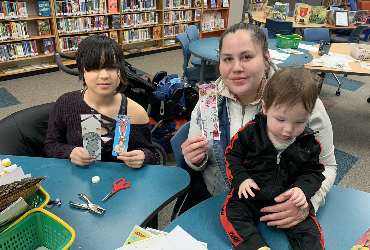 FrontenacLLC's tweet photo. We love welcoming families to the Library Learning Commons during conferences. We are having  fun making art, bookmarks and sharing books. @frontenacLRSD @IndigoLOR @louis_riel_sd https://t.co/Nq8giVacf7