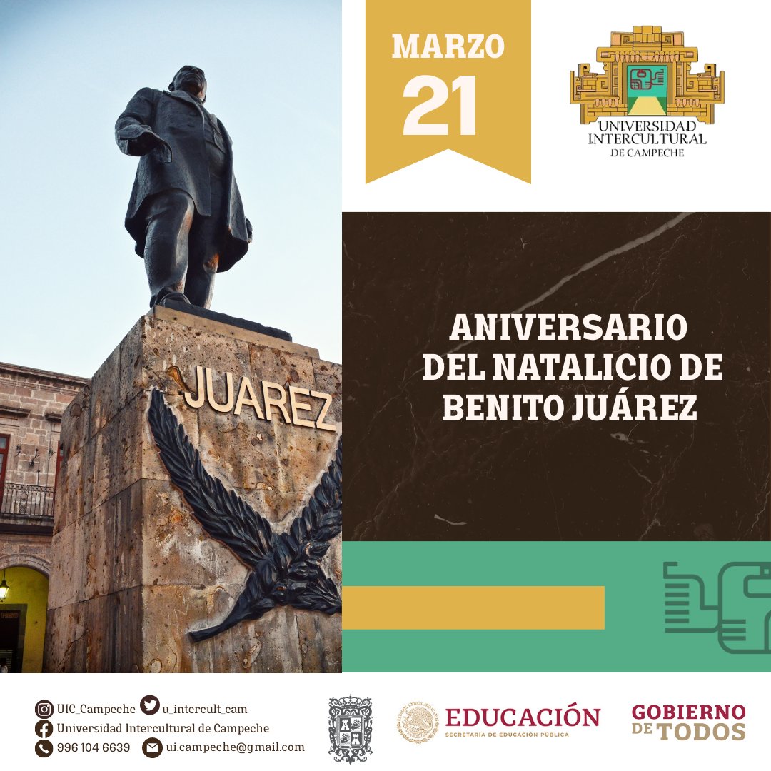 21 DE MARZO
ANIVERSARIO DEL NATALICIO DE BENITO JUÁREZ.