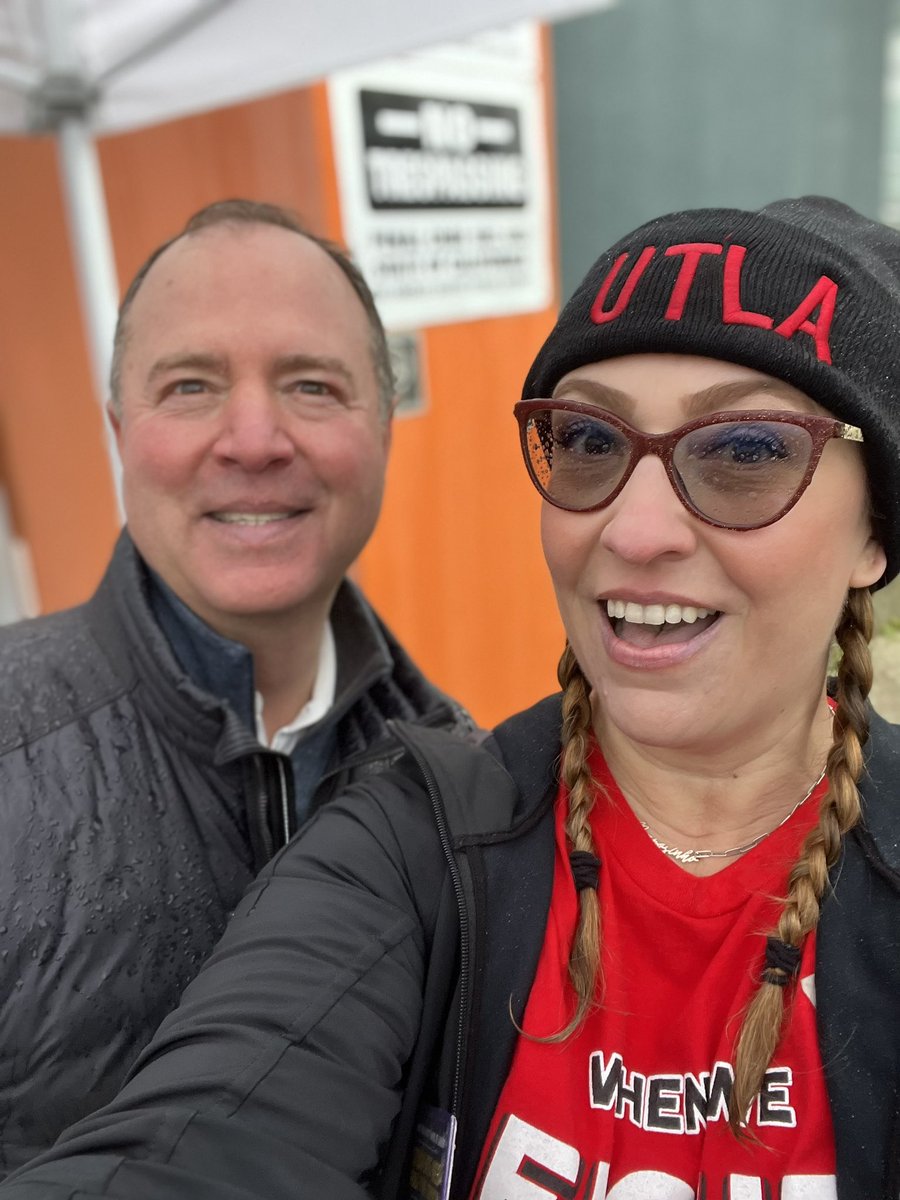 Thank you, <a href="/AdamSchiff/">Adam Schiff</a> for attending our very cold, very soggy picket line. I appreciate your dedication to our cause! #standwithseiu #UTLAStrong #StrongerTogether