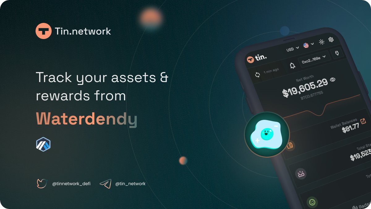 We now support Waterdendy on <a href="/arbitrum/">Arbitrum</a> 🥳🎉

Track your yield and rewards from Waterdendy with tin.network

<a href="/defi_waterfall/">Waterfall Finance (💙,🧡)</a> $WD #Arbitrum #ArbitrumNFT $ARB