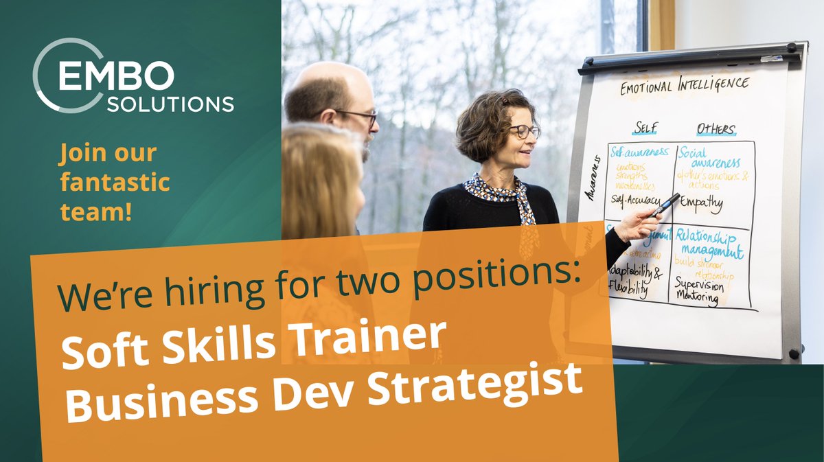 We're hiring! If you want to join our great #EMBOLabLead team as a 1. trainer or 2. a strategist/project manager, do apply 🙏. We'd love to talk about how you could contribute to our work with life scientists: Trainer: linkedin.com/jobs/view/3533…  Strategist:  linkedin.com/jobs/view/3533…