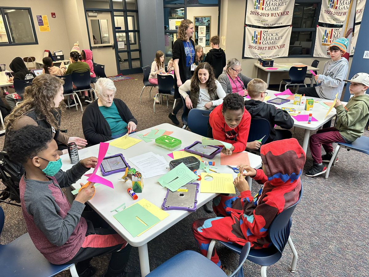 JCSD_HZE's tweet photo. Our neighbors at Brio of Johnston Senior Living joined Mrs. Waldschmidt’s class today for some crafting!  #PureJoy #CommunityConnections https://t.co/i68HYdwpiQ
