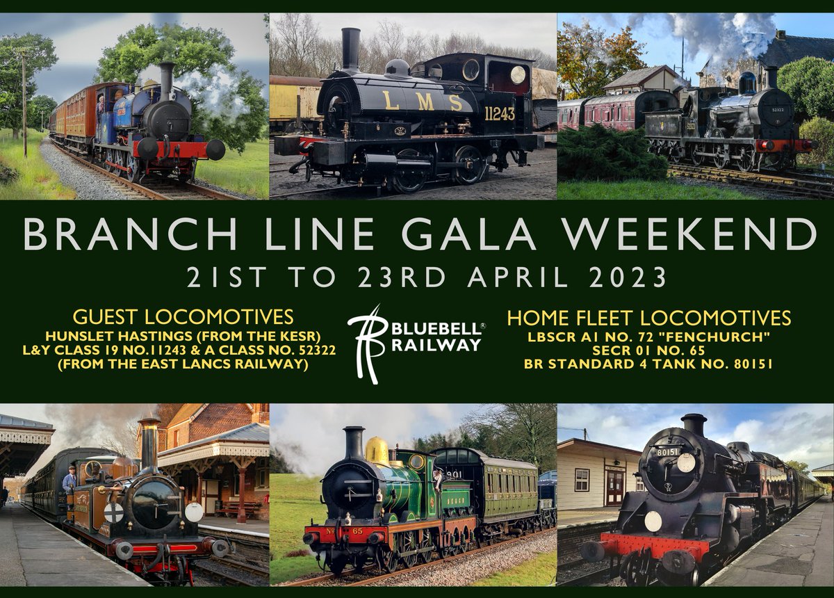 bluebellrailway's tweet photo. BRANCH LINE GALA WEEKEND 2023

It's a month to go before we host our three-day Branch Line Gala Weekend at The Bluebell Railway, taking place between Friday 21st &amp; Sunday 23rd of April 2023. 

For more information and get your tickets, visit https://t.co/LOWxZLa110 https://t.co/gz564AB5P5