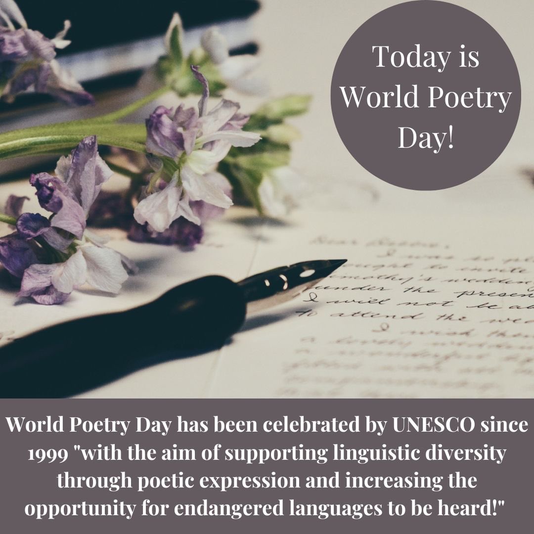 PittLitProgram's tweet image. Today is World Poetry Day! Celebrate today by writing a poem, visiting a poetry slam, or reading works by your favorite poet!