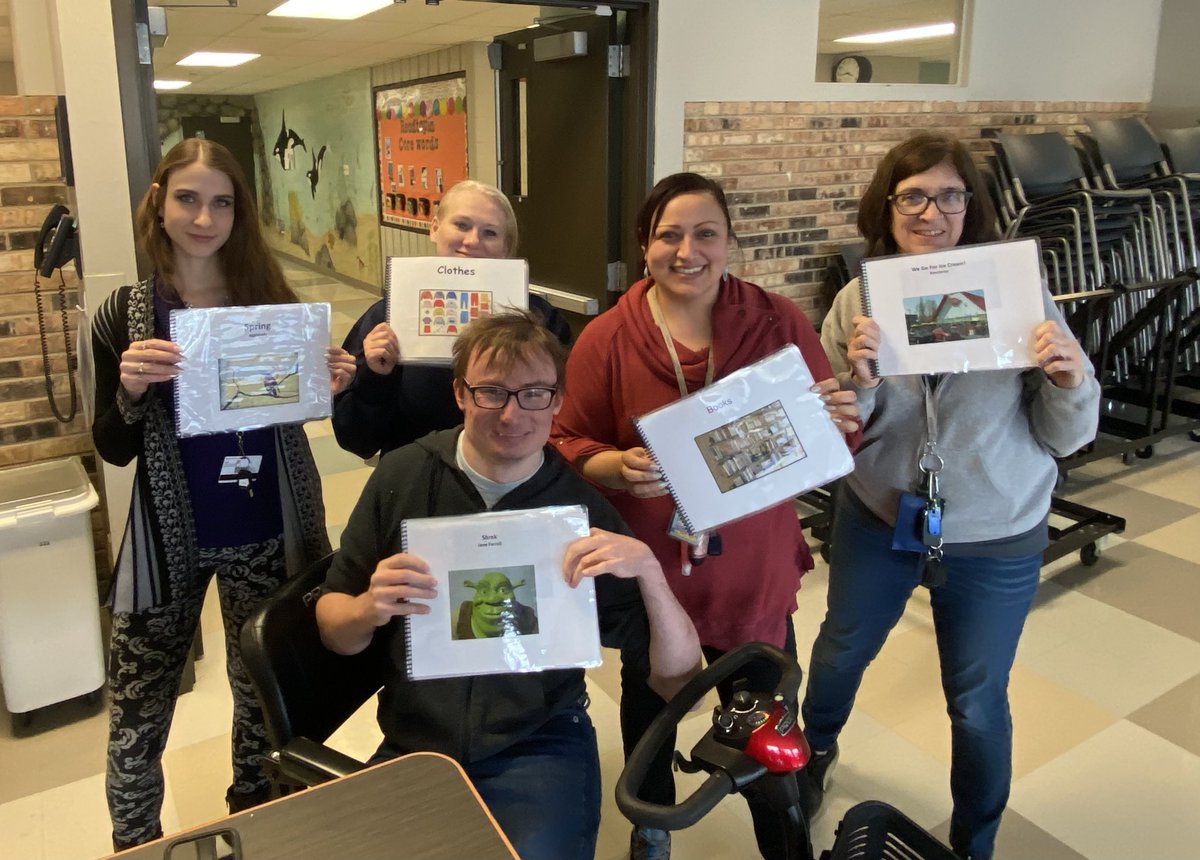 JoanObial's tweet image. Kirk School staff making books for their classroom library so that they can engage students in self-directed and shared reading activities at the Adapted Books Workshop hosted by the @NSSEOFoundation ! #CLFA @KirkSchoolNSSEO @NSSEO_org #sped #literacyforall
