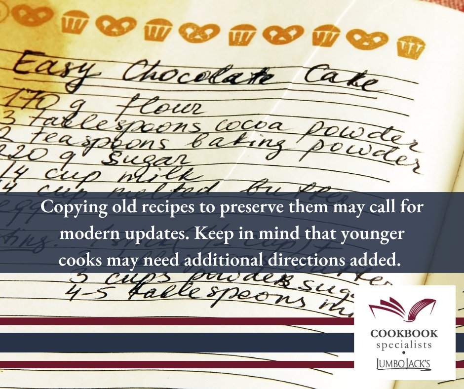 CookbookSpecial's tweet photo. We can help you preserve treasured old recipes. Check out our blog on how to update old recipes! https://t.co/ro3oo6fmXk https://t.co/pJ6lmxXENr