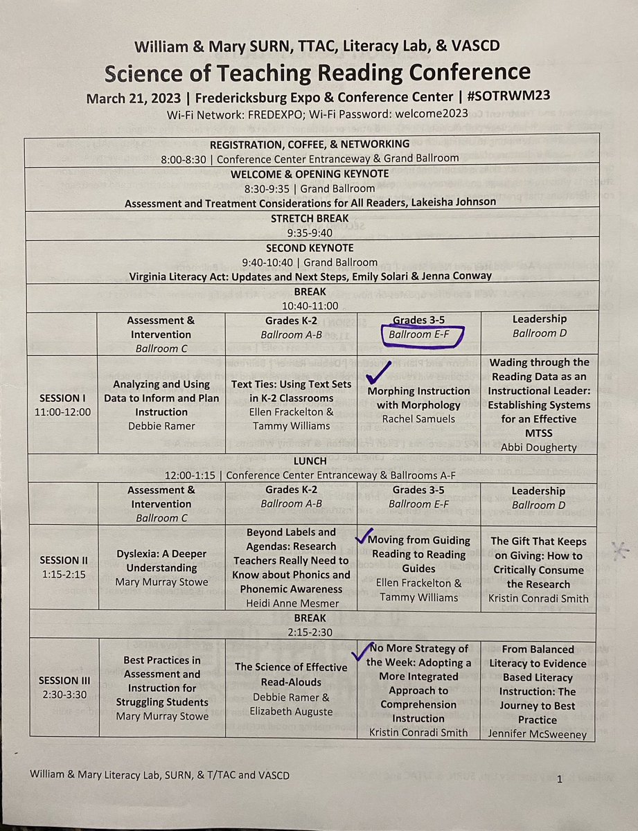Portersposse's tweet photo. Finally got the chance to attend a professional conference today and it did NOT disappoint! I really enjoyed learning more about The Science of Reading. Thanks @LindsayMottley and @OldHundredES for this opportunity! #SOTRWM23 https://t.co/ZVQNxWxdTZ