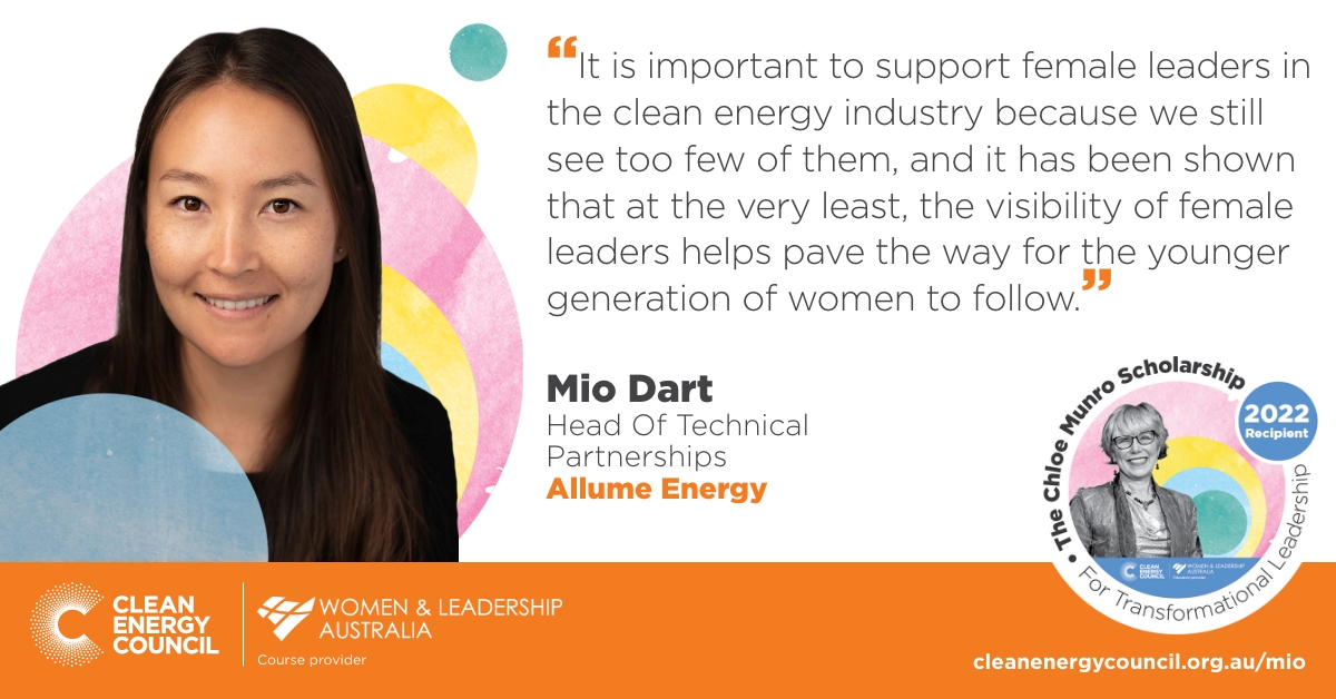 RT cleannrgcouncil: @Allume_Energy 's Mio Dart shares how her formative first years in life resulted in a career in the clean energy sector. 

Read more from the 2022 Chloe Munro Scholarship recipient here:
ow.ly/CNph50NmeJ8

#womeninrenewables