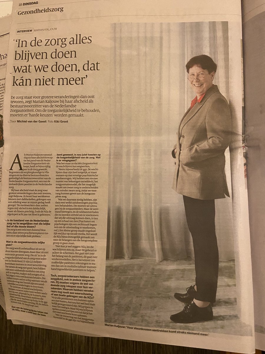 Marian: ik lees het interview met jou en ben het met veel uitspraken eens. Het is alleen jouw NZA die de meeste problemen veroorzaakt, vind je niet?