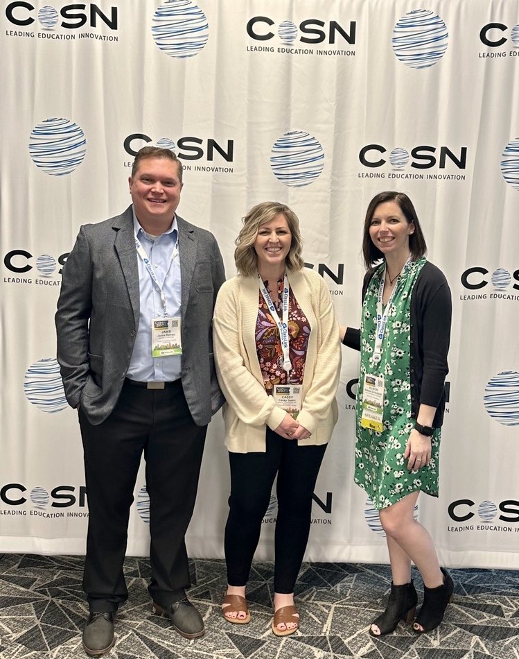 #cosn2023  Such a great CoSN 2023 National Conference!  We are three of this year's CTO2B rockstars from Indiana's state chapter.   @cgobin @AlisonSchlo