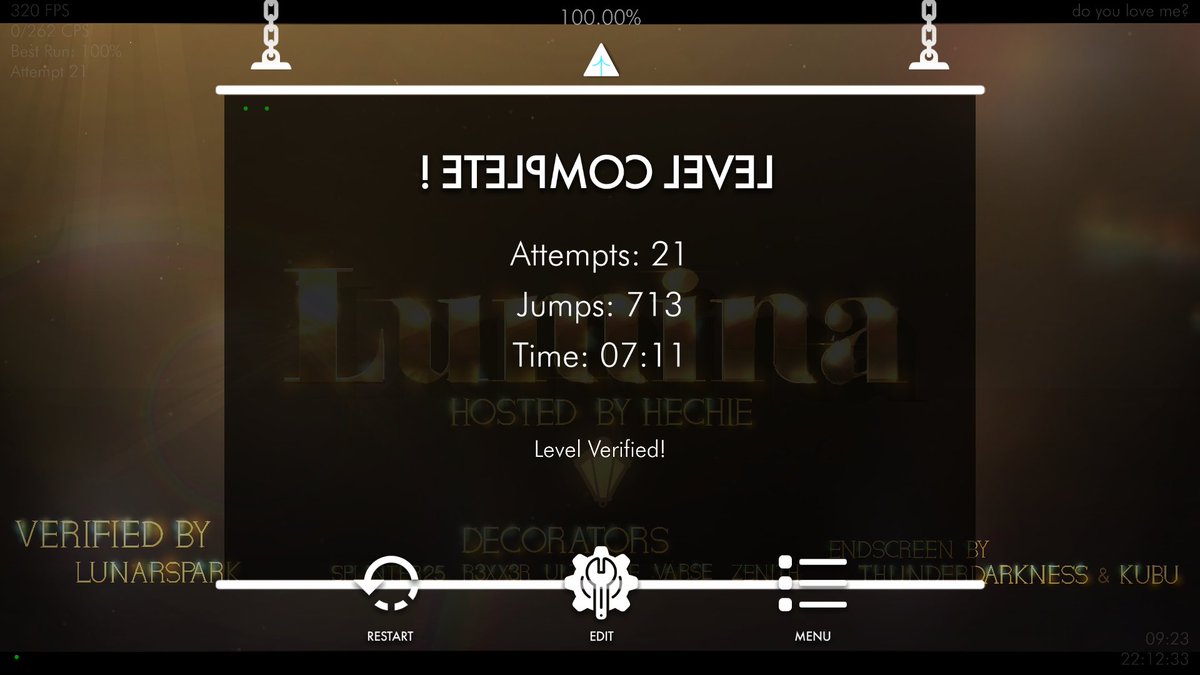 LUMINA VERIFIED // 12013 ATTEMPTS

I want to thank everyone for the amazing support throughout the verification progress.

"Nothing can dim the light that shines from within💡"