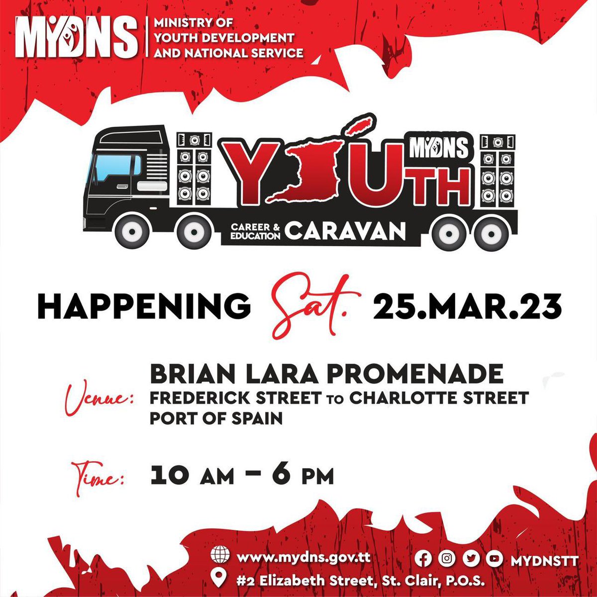 msya_tt's tweet photo. The Ministry of Youth Development and National Service presents its Youth Career and Education Caravan! 🔊

A caravan bringing opportunities to YOU…th!

This Saturday 25th March the Youth Caravan will be at Brain Lara Promenade from 10am. https://t.co/XeXMpqtLKT