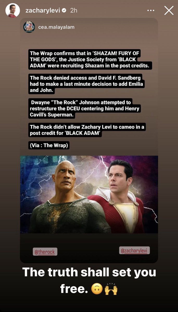 Zachary Levi seemingly confirms reports that Dwayne Johnson blocked Hawkman and other JSA characters from appearing in ‘SHAZAM! FURY OF THE GODS’.