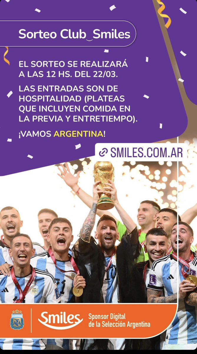 Quiero <a href="/SmilesOficialAR/">Smiles Argentina</a> !!! 
Mira <a href="/adrianratam/">adrián</a> <a href="/aleabrahamsalta/">Alejandro - ElViajeroSerial.com</a> <a href="/InfoViajera/">Info Viajera</a>