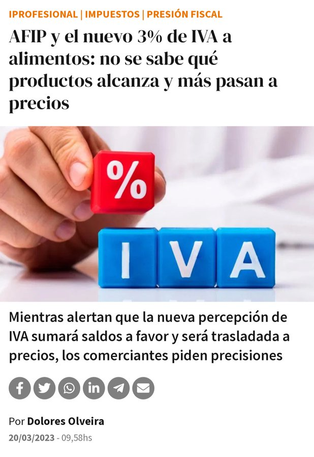 Leonsordomudo's tweet image. 15 de Agosto de 2019 
Mauricio Macri anunció la eliminación del IVA de alimentos básicos

21 de marzo de 2023
Impuestazo del Gobierno kirchnerista: Aumentan la percepción del IVA al 24% para alimentos y artículos de higiene
