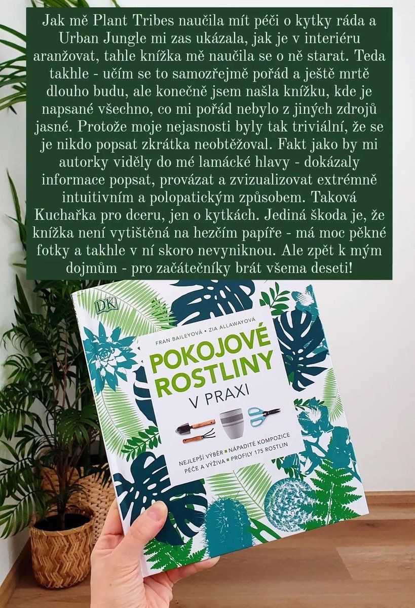 🤓První dojmy, dočteno: "Pokojové rostliny" (Zia Allaway, Fran Bailey) 
⭐5/5
"Taková Kuchařka pro dceru, jen o kytkách."