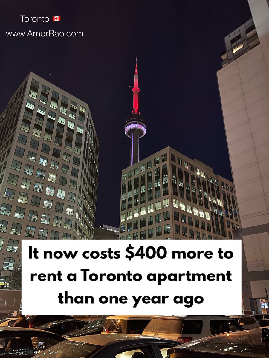 It now costs $400 more to rent a Toronto apartment than a year ago   #welcometoToronto #welcometoCanada #realestateincanada #forlease #forsale #investinCanada #canadianrealestate