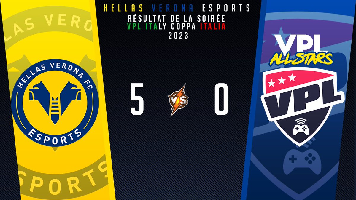🏆 Risultati Coppa Italia <a href="/VPLItaly/">VPL Italy 🇮🇹</a> 🏆

@OPHellasVerona 

🆚 VPL AllStars ✅ 5-0

#FIFA23 #esport #11vs11 #Xbox #clubpro #vplitaly #HellasVeronaFC