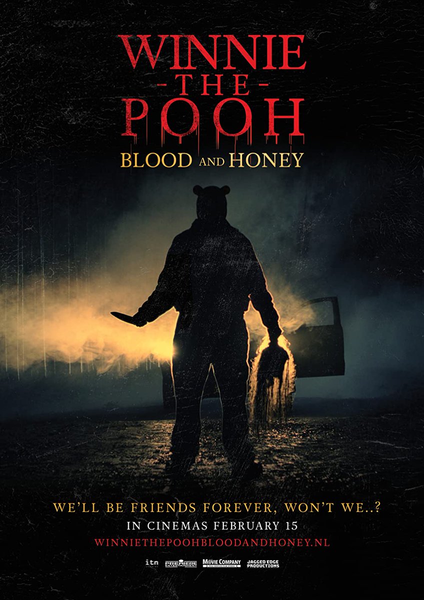 #FILMREVIEW
#WinnieThePoohBloodAndHoney (2023) - #NikolaiLeon

Now feral and bloodthirsty, #WinnieThePooh and #Piglet terrorize #ChristopherRobin and a group of young women at a remote house.

Review at
beentothemovies.com/2023/03/review…

#Movies #MovieReview #Films