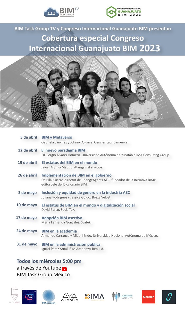 mx_bim's tweet photo. No te pierdas  las entrevistas de la cobertura especial del Congreso Internacional Guanajuato BIM 2023. En el siguiente link pueden dejarnos un par de datos para mandarles un mensaje recordatorio previo a la transmisión de cada una de las entrevistas. https://t.co/hT9YpS8Vp7 https://t.co/20YBMuc5BU