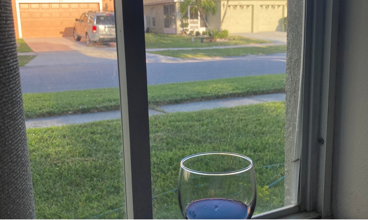 Sitting by the window, contemplating life.