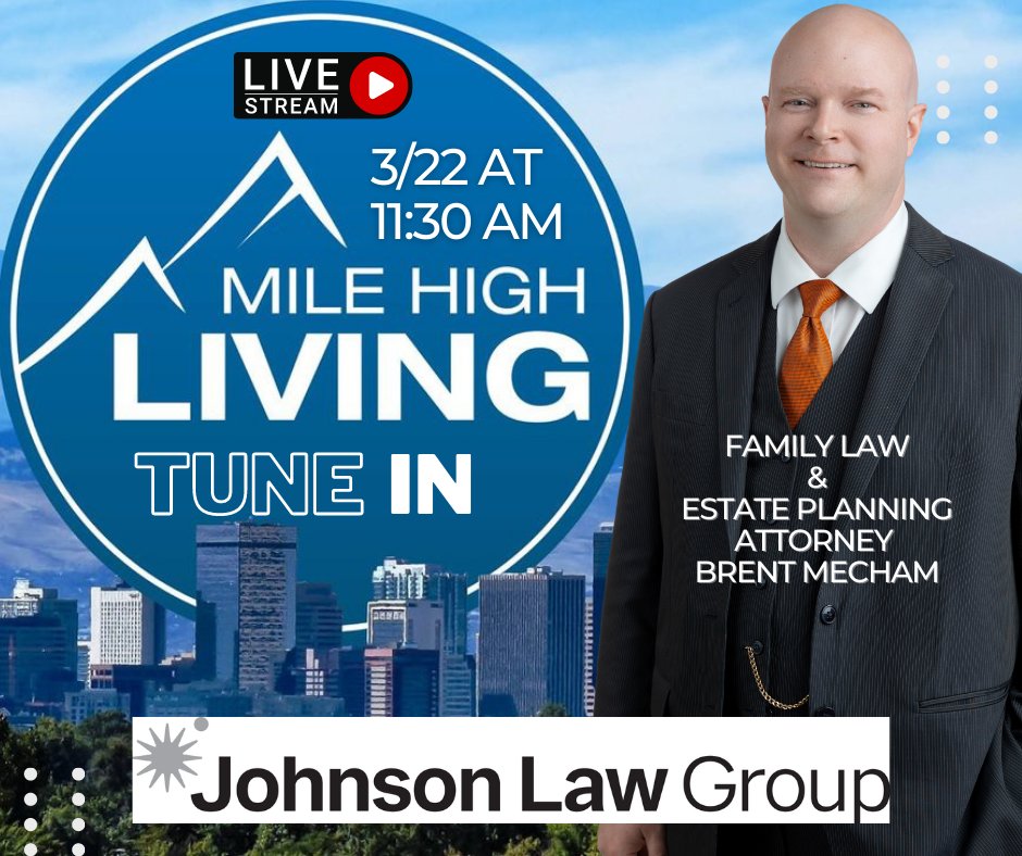 Johnson_Law_LLC's tweet photo. Tune into @DenverChannel @MHLTVDenver tomorrow at 11:30 AM for a special presentation with our very own Family Law &amp; Estate Planning Attorney Brent Mecham! 🙌 https://t.co/FW2ivc8gKk #familylaw #familylawattorney #denverattorney #estateplanning https://t.co/4MNmjLQx7o