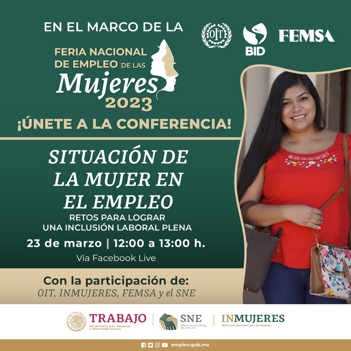 empleogob_mx's tweet image. El #ServicioNacionaldeEmpleo te invita a la conferencia:

Situación de la #mujer en el #empleo. 👩‍🏭👩‍🔧👩‍✈️👩‍🚀👩‍💻👩‍🏫

Con la participación de @OITMexico, @el_BID, @inmujeres y @FEMSA.

🗓️ 23 de marzo.
⏱️ 12:00 h.
Facebook Live: 🔗 bit.ly/3lrOjGj