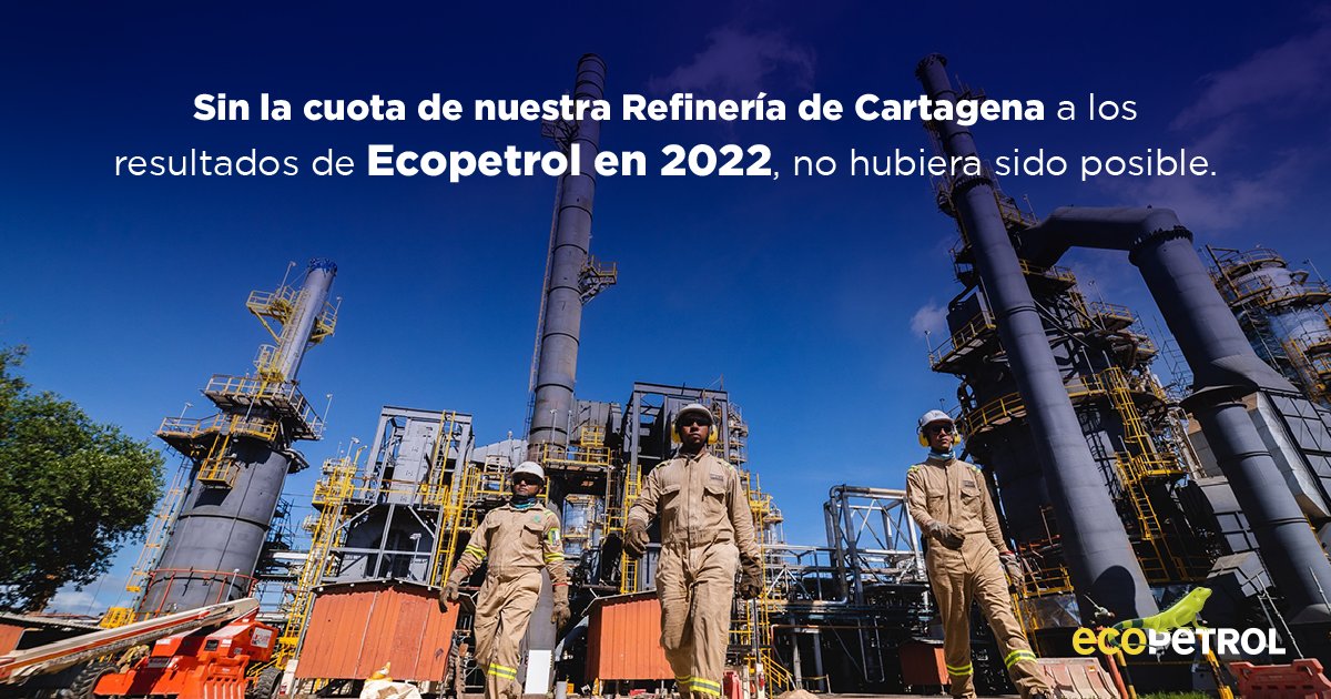 ecopetrolcaribe's tweet photo. ¡Gracias, Cartagena! 💚 💚 Nuestra refinería mas moderna de América Latina entregó grandes aportes a los resultados del Grupo Ecopetrol en 2022. ¡Conócelos!👇 https://t.co/QIc14YaH1U
