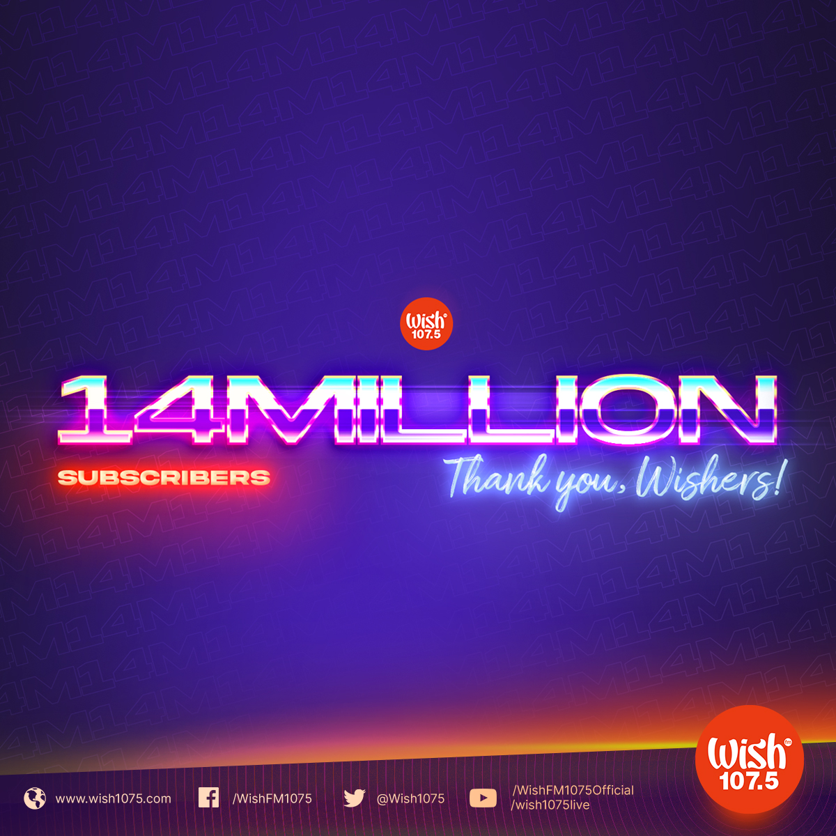 wish1075's tweet photo. We now have 14 million subscribers on YouTube! ✨

Thank you, Wishers!

To God be the glory! https://t.co/6M1wx6CWiS