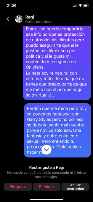 Esto me pasa por querer tener di&aacute;logo con chicas t&oacute;xicas. Q oso tu novia Fer. https://t.co/OZBldIxXj