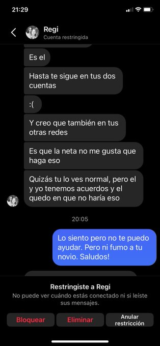 Esto me pasa por querer tener di&aacute;logo con chicas t&oacute;xicas. Q oso tu novia Fer. https://t.co/OZBldIxXj