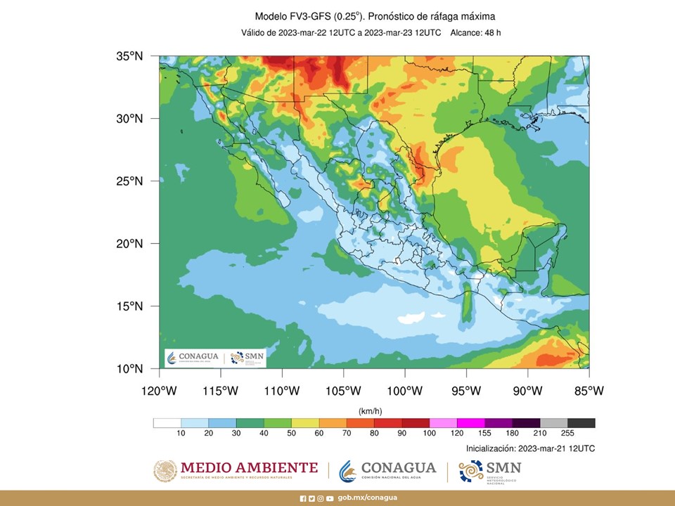 El #FrenteFrío 43 se desplazará sobre el noroeste de #México, ocasionará fuertes #Rachas de #Viento,  #Tolvaneras y #Lloviznas en #BajaCalifornia, #Sonora, #Chihuahua y #Durango, #Nieve o #Aguanieve en sierras de #BC. 

#Pronóstico a 72 hrs  ➡️smn.conagua.gob.mx/es/aviso-de-no…