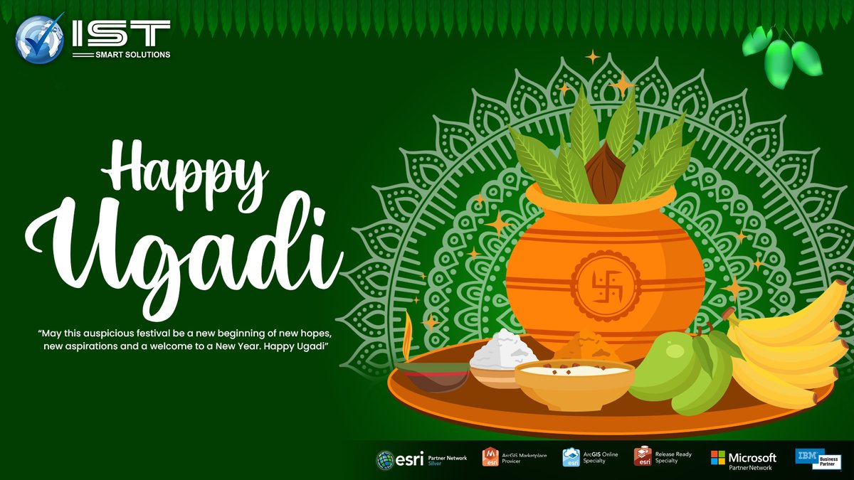 iSpatialTec's tweet image. May you are showered with the divine blessings on Ugadi and enjoy best of success and growth in life. IST family wishes everyone an auspicious Ugadi.

#ist #iSpatialTec #ugadi #celebration #gis #esri