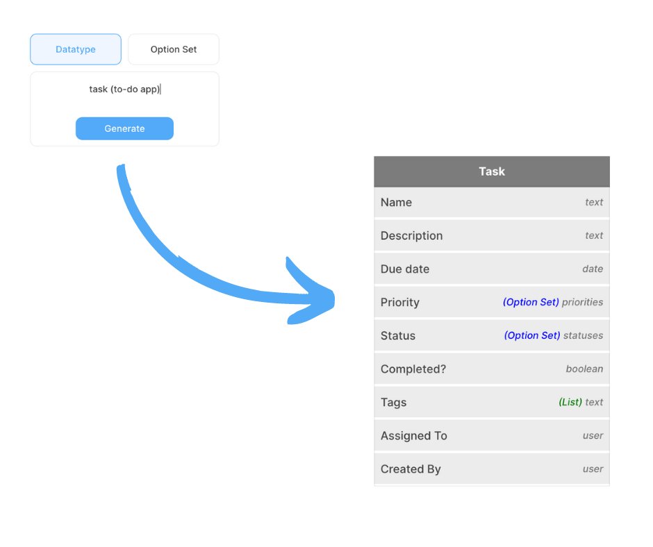 🎉Introducing Relate, the AI-powered Chrome extension for #Bubble developers! Effortlessly generate custom datatypes &amp; option sets to streamline your app-building process. Time to revolutionize your #NoCode experience!🚀 Sign up for early access! #AppDevelopment #AI