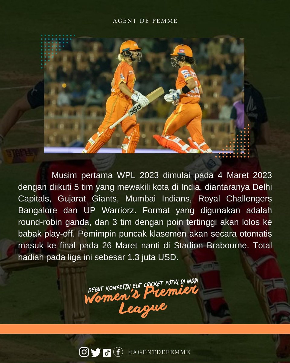 agentdefemme's tweet photo. Dengan nilai segitu, apakah WPL akan menjadi rumah impian bagi atlet cricket internasional lainnya? https://t.co/kkBMRIH0SB