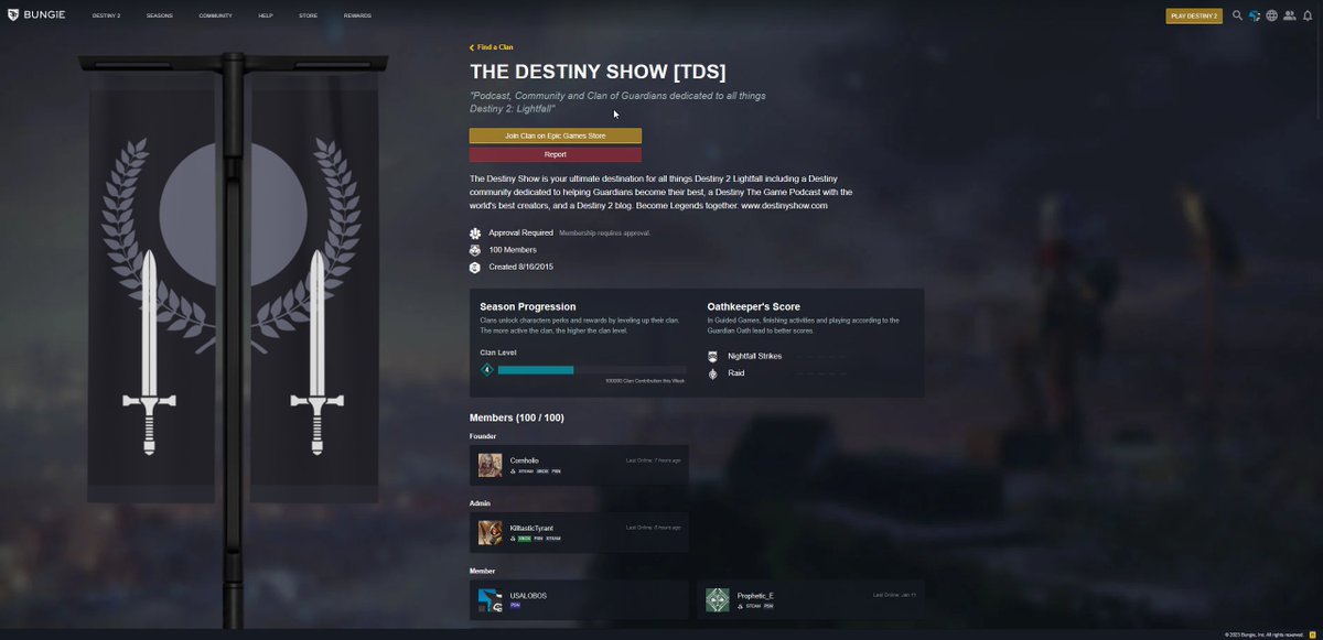 thedestinyshow's tweet photo. The Destiny Show [TDS] Clan is growing! 

Join 500+ active Guardians enjoying Destiny 2 better.

Reply with 🖐️ for your invitation. https://t.co/pN7dfKO8Pa