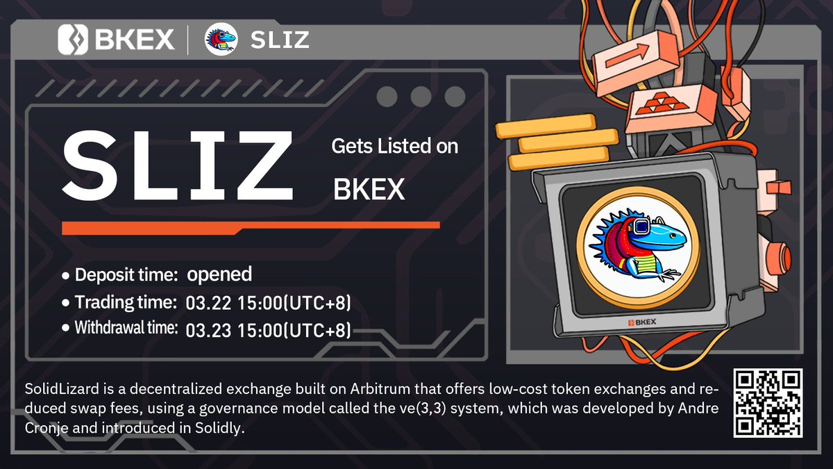 BKEXGlobal's tweet photo. 💯#BKEX New Listing | @solidlizardfi
#SLIZ/USDT will get listed on #BKEX
🔸Supported network: Arbitrum
🔸Trade: 15:00 on Mar. 22 (UTC+8)
⏭Details: https://t.co/qaRwvkqTOd
#Bitcoin #cryptocurrency #BKEXNewListing https://t.co/QhH8u7ZL7H