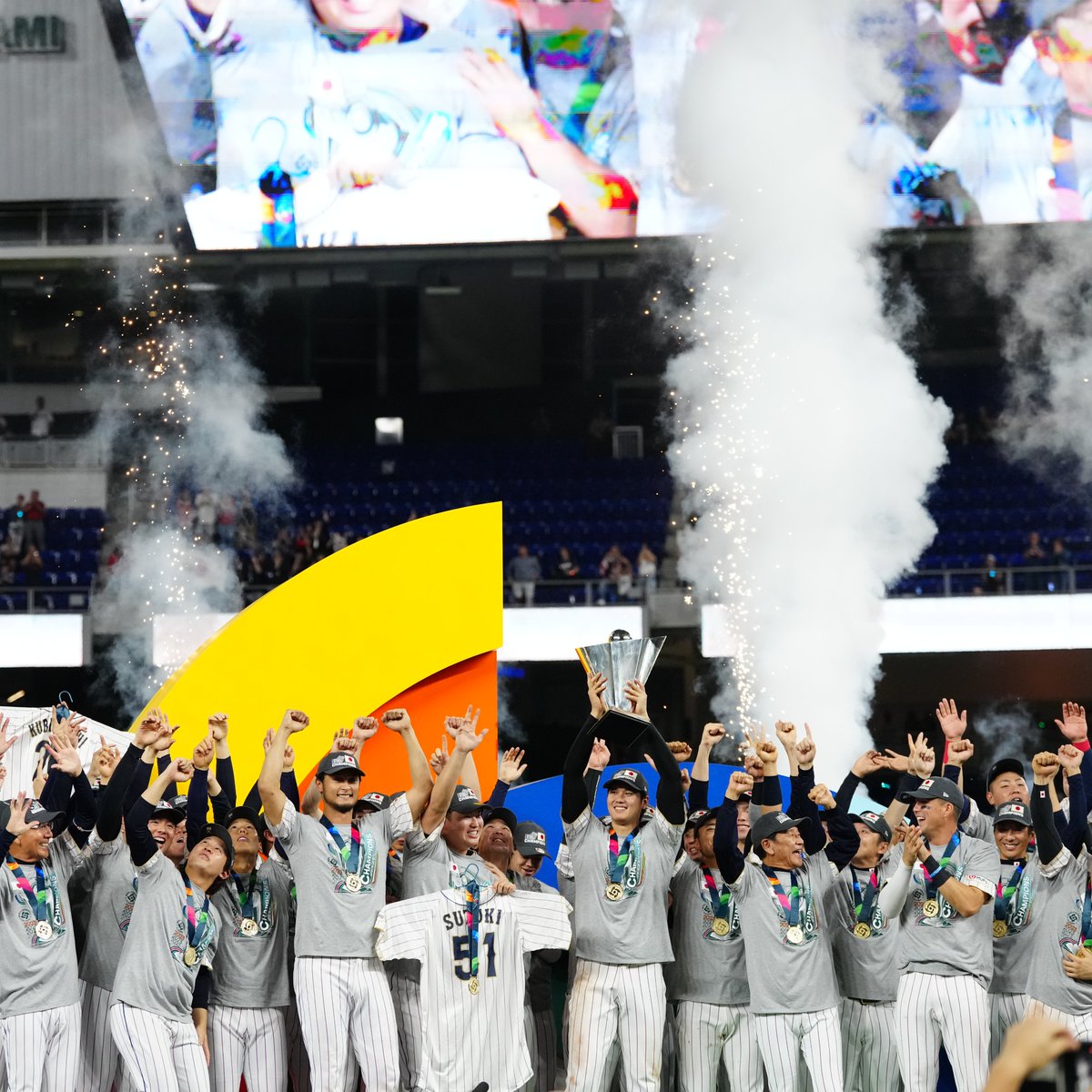 MLB's tweet photo. Your 2023 #WorldBaseballClassic champs: Team Japan! https://t.co/5oiNVvHtQo