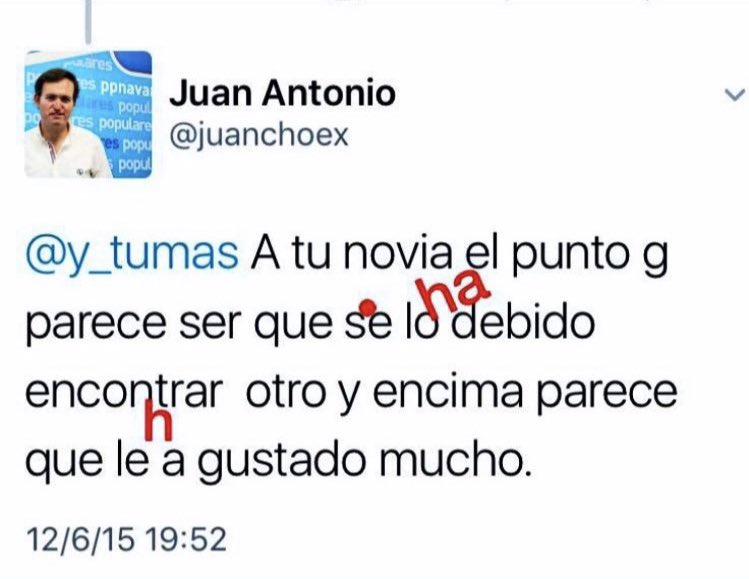 indaraclub's tweet photo. @javiergar_ @PPNavarra @juanchoex Escribir estos tweet hacia otro usuario y su novia define perfectamente a una persona. https://t.co/D8b8RViYPv