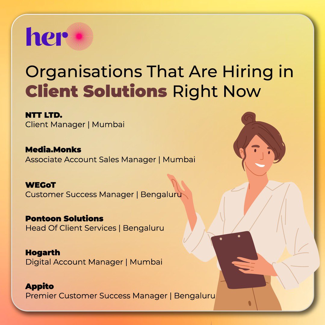 Hercircle_Off's tweet image. Come to Her Circle and land a job.
All you need to do is:

1. Download the Her Circle App 
2. Sign Up
3. Click on the GROW tab
4. Check out the job openings
5. Apply for a position that suits your profile and requirements.

Happy hunting!

#HerCircle #ClientSolutions